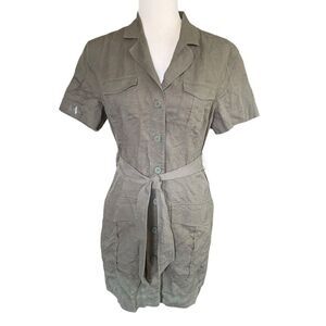 Stockholm Atelier & Other Stories Army Green Button Down Sz 6 Belted Dress